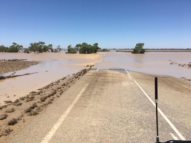 Flinders Highway in flood