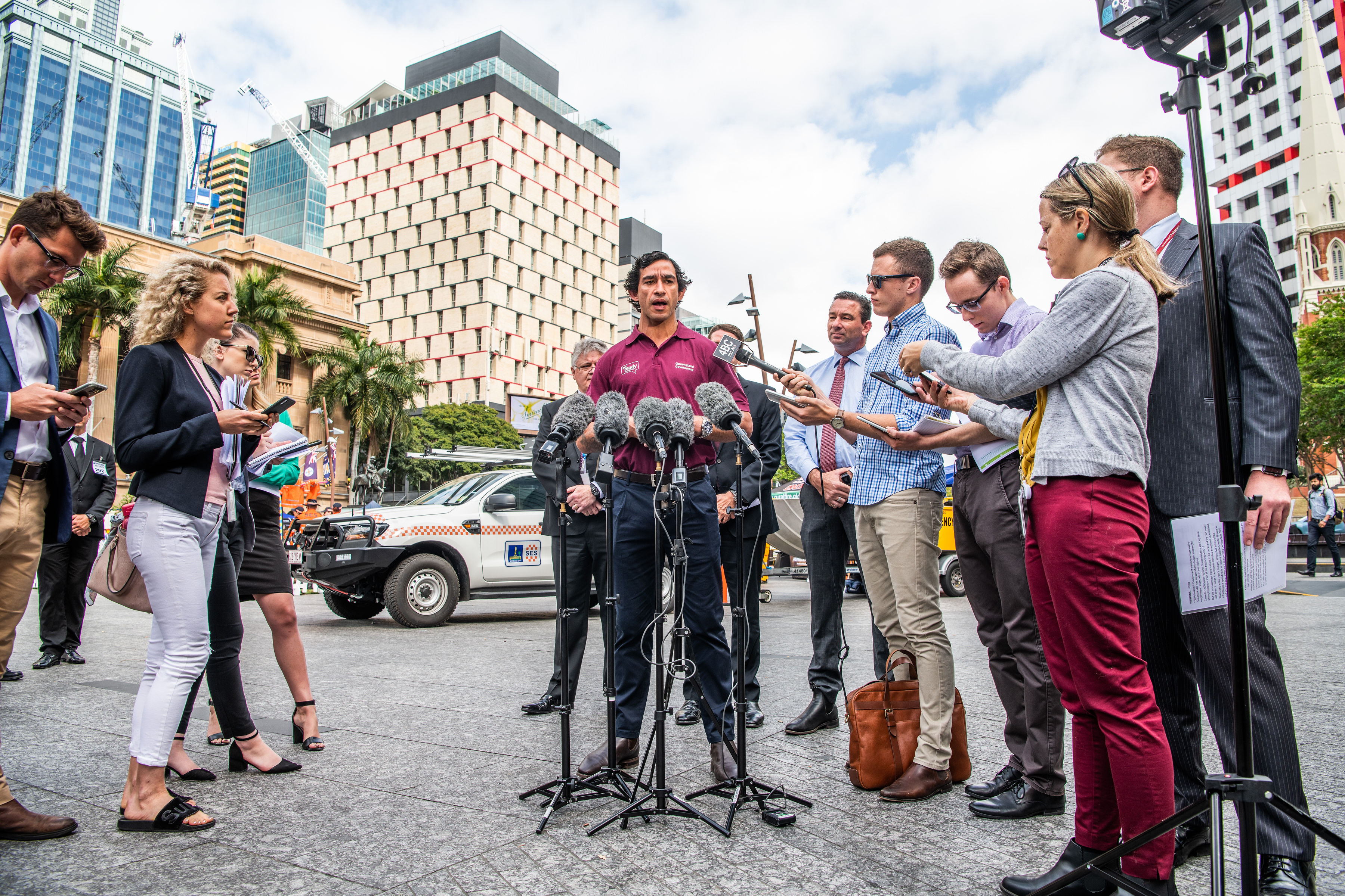 Johnathan Thurston addressing media at the Get Ready Queensland Week launch