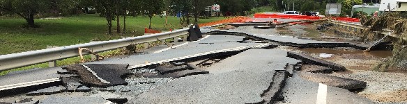 Earthquake damaged road