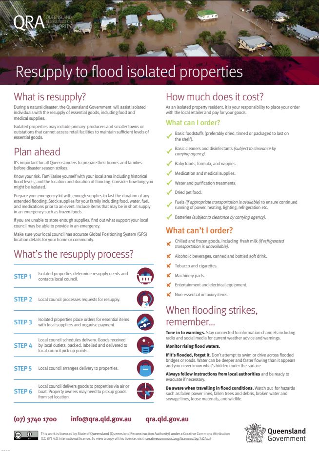 Resupply to flood isolated properties