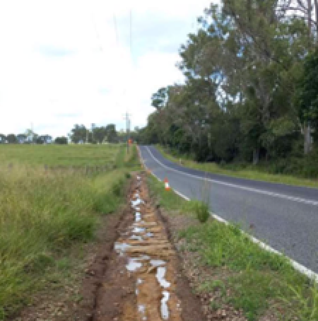 Series of sequential post event photos, captured at regular intervals demonstrating the continuous extent of the shoulder scour damage to the asset.  1. Photos taken from vehicle, as well as close up demonstrating depth of scours & quantities. 