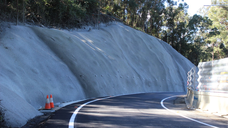 Beechmont Road completed upslope stabilisation works