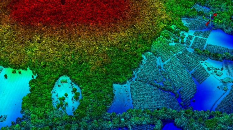 LiDAR imagery of the base of Mount Coonowrin, Glass House Mountains on the Sunshine Coast, Queensland.