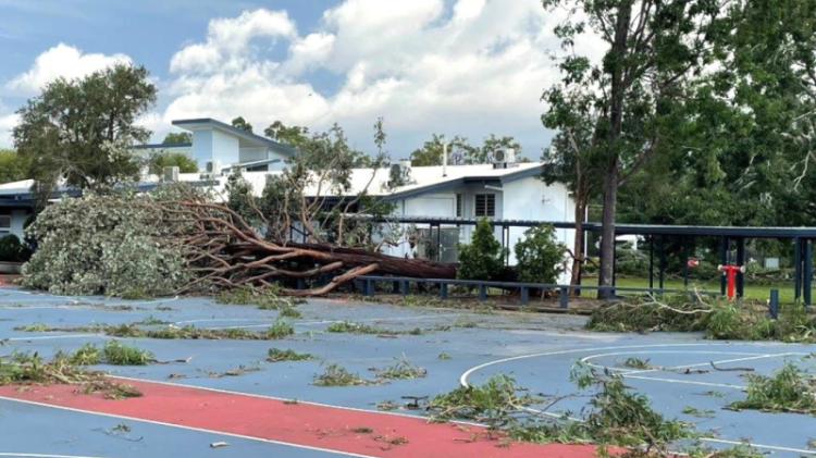 Woodridge State High School following a damaging storm in 2022.