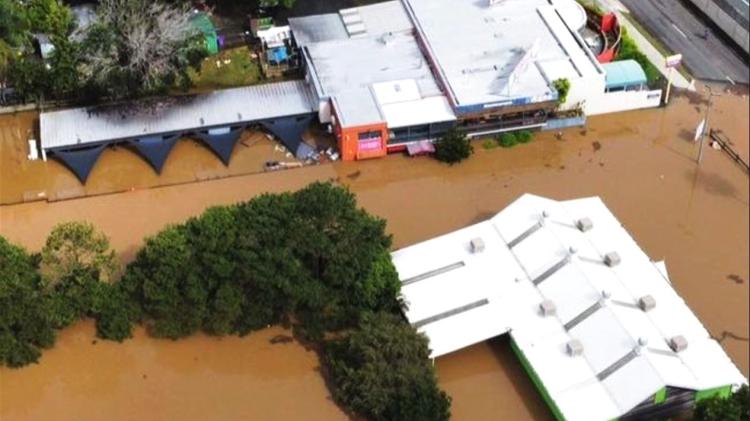 Aerial view of not-for-profit Goodna Street Life following the 2022 SEQ floods.