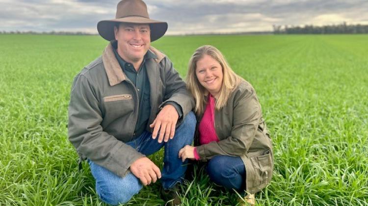 Jason and Chelsea Kidd at home on the Western Downs