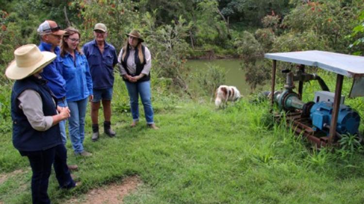 IRROs Rachel and Virginia with Chris, Julie and Jim discussing the flood management grant used for improved pump infrastructure advice