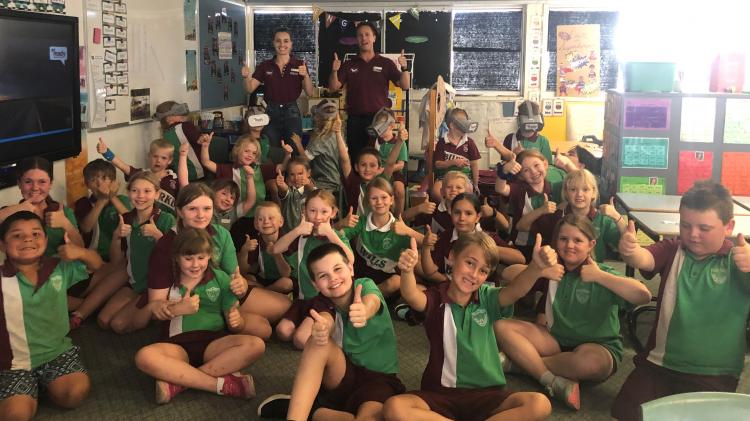 School kids with the Get Ready Queensland team 