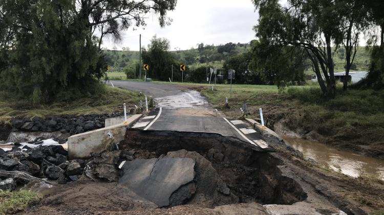 Flooding damage in Lockyer Valley, 2022.