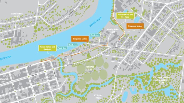 Bundaberg Flood Levee map