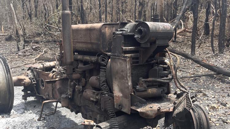 Destroyed tractor