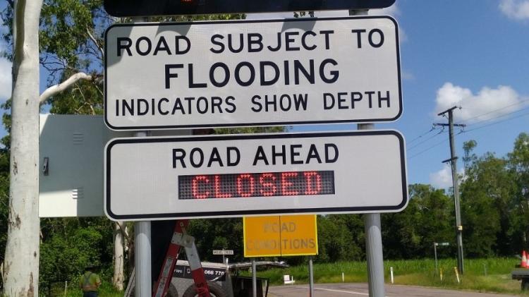 Flood warning sign