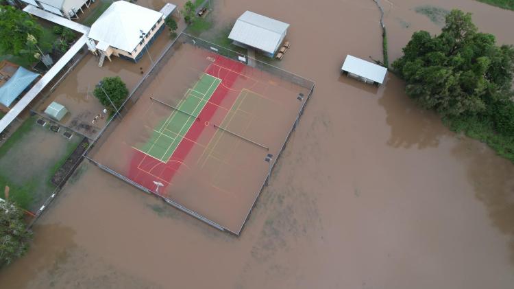 Flooded tennis court