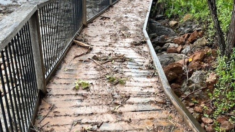 Damaged walking track