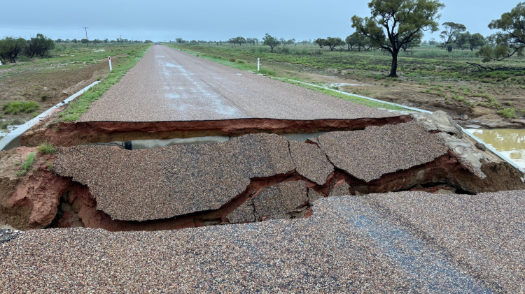 Flood damaged road