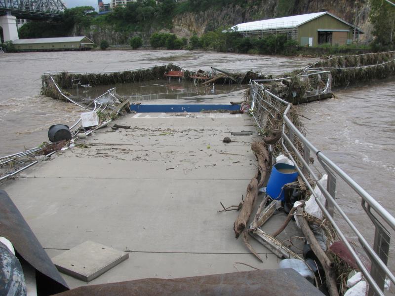 Brisbane's Riverwalk damaged following 2011 floods - 2011