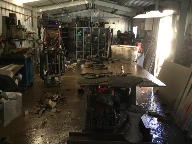 Damaged workshop