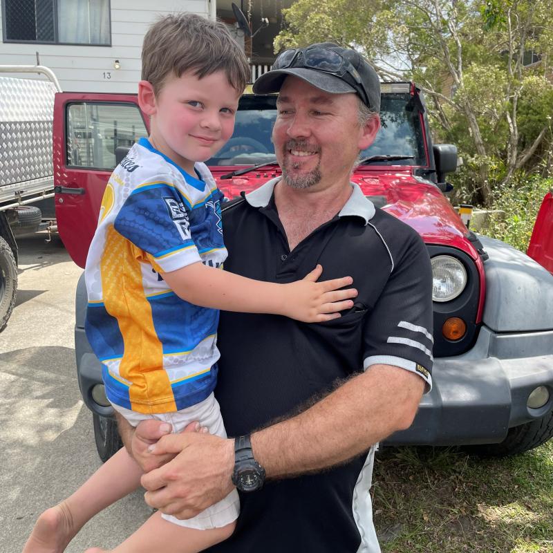 Dirk de Vos and his son at their Goodna home.