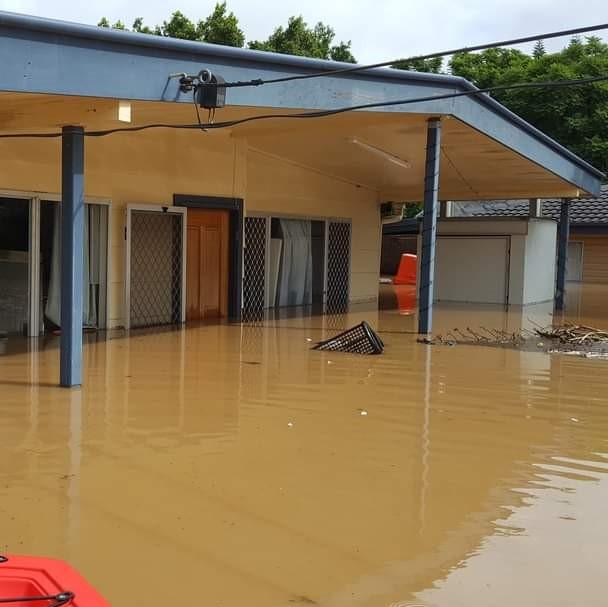 Flood water at the Harding home, two storeys high.