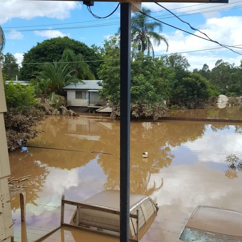 The view from the Harding’s verandah during the 2022 floods.
