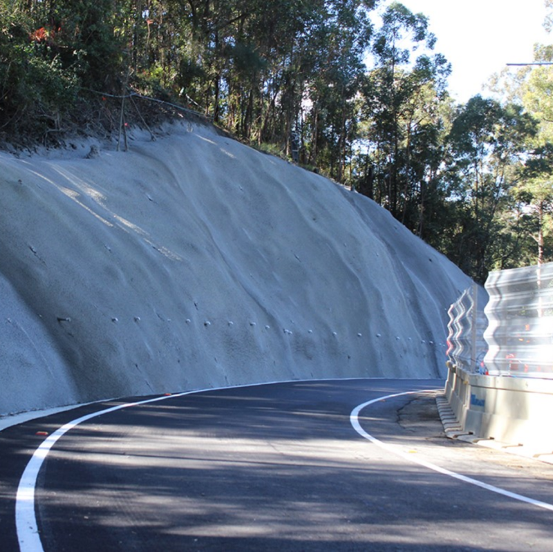 Beechmont Road completed upslope stabilisation works
