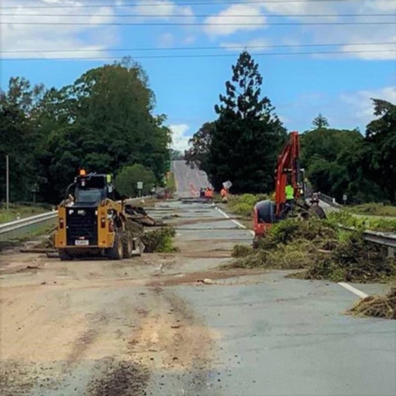 Emergency repair works in progress on Brisbane-Woodford Road.