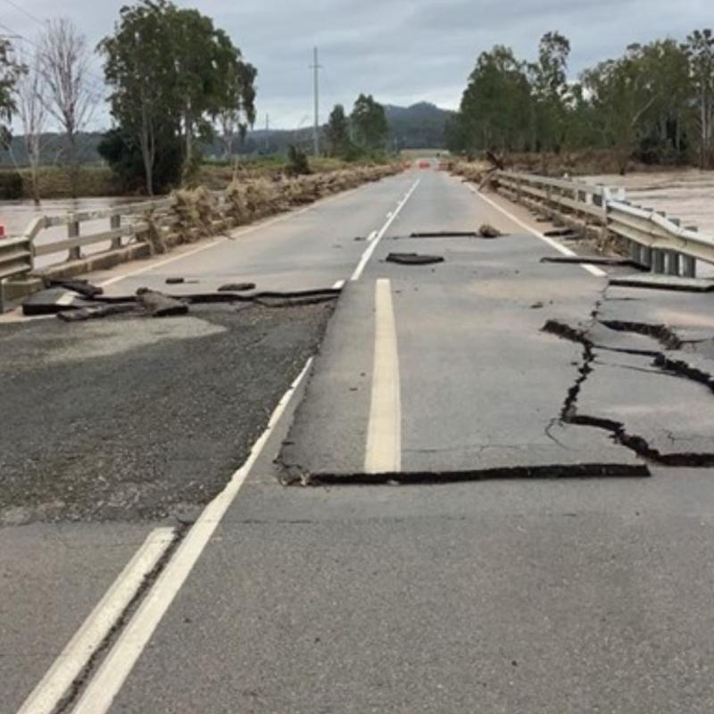Geoff Fisher Bridge – damaged from 2022 South East Queensland Floods.