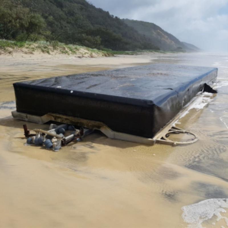 Numerous private pontoons drifted hundreds of kilometres before washing up on Moreton Island and K'gari.