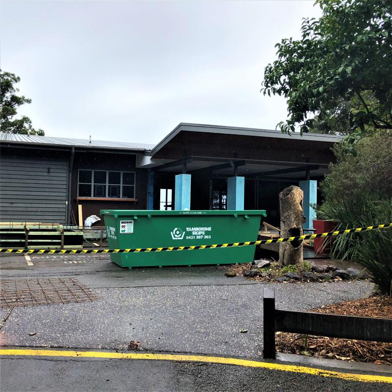 Bushfire repair works underway at Binna Burra Lodge, July 2020.