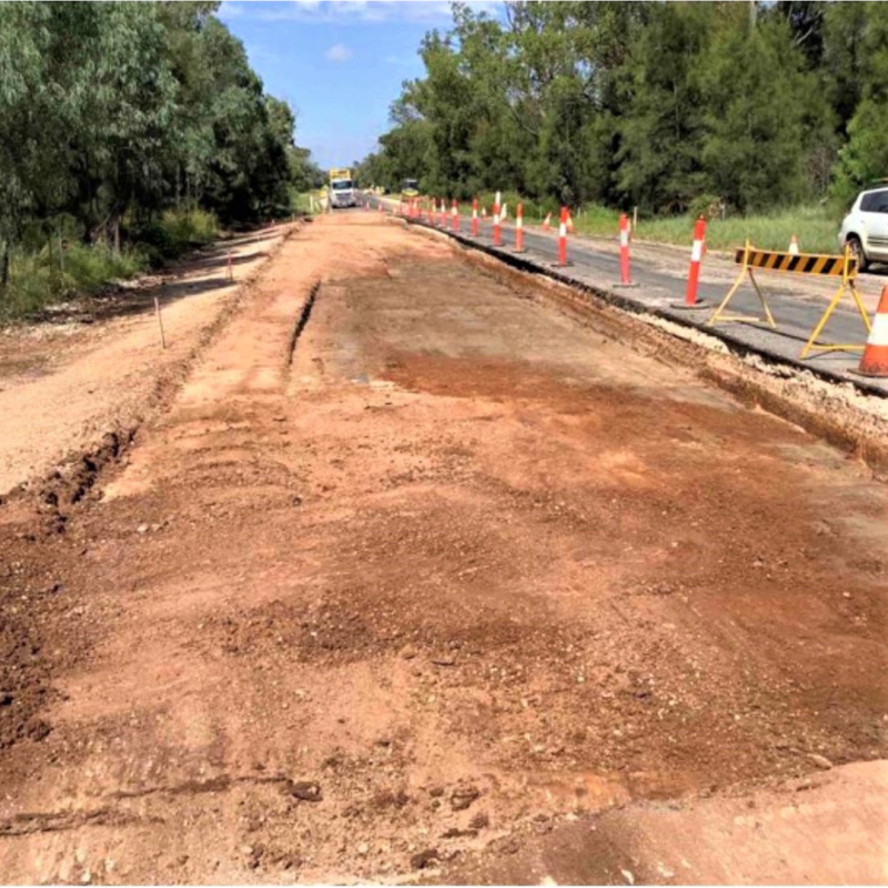 Betterment works being carried out along the Moonie Highway near Stephens Creek crossing.