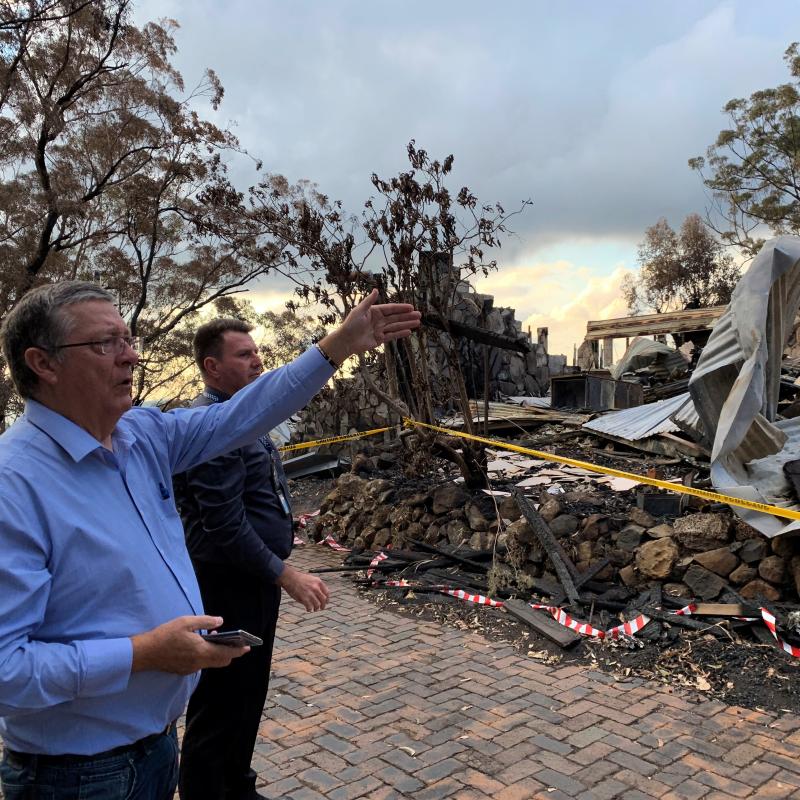 Ian Stewart, State Recovery Coordinator for the 2019 Southern Queensland Bushfires 2019, on site at Binna Burra following the catastrophic blazes.