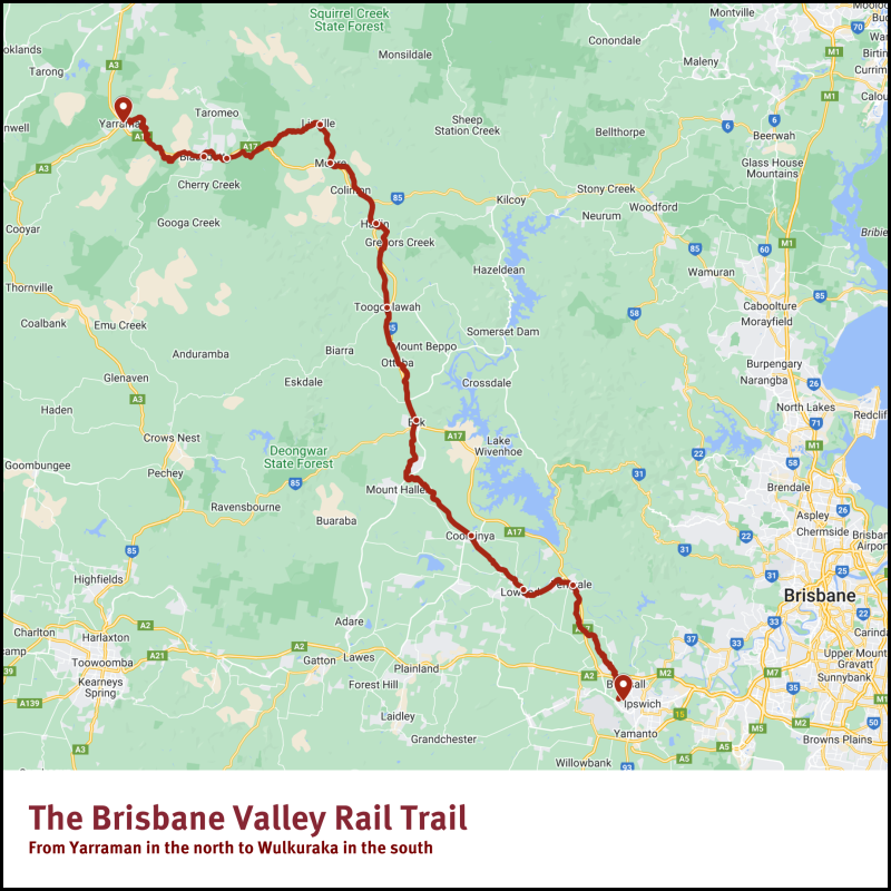 Brisbane Valley Rail Trail map