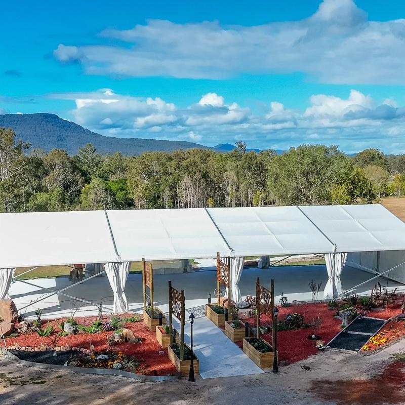 Woodstock Farm's McDonald Marquee, looking out over Tamborine