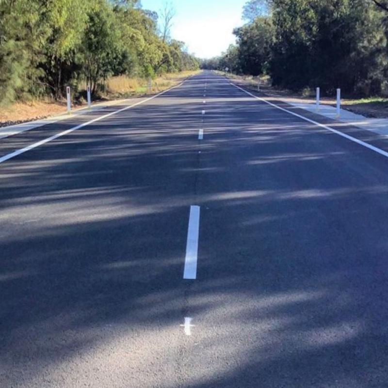 A repaired and resurfaced stretch on Moonie Highway.