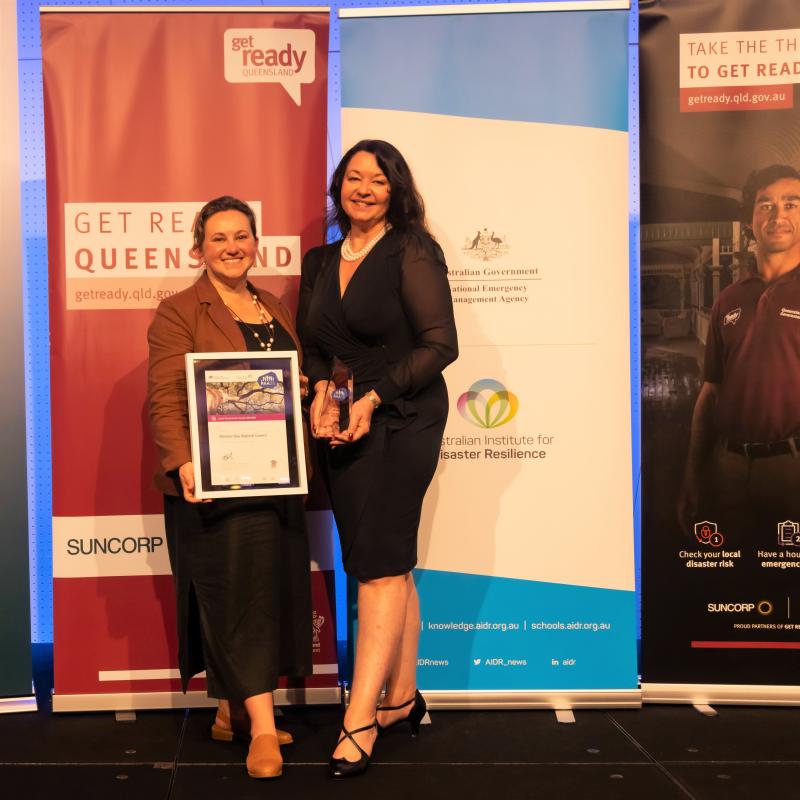 Moreton Bay Regional Council representatives accept their Queensland Resilient Australia Award for the Local Government category.