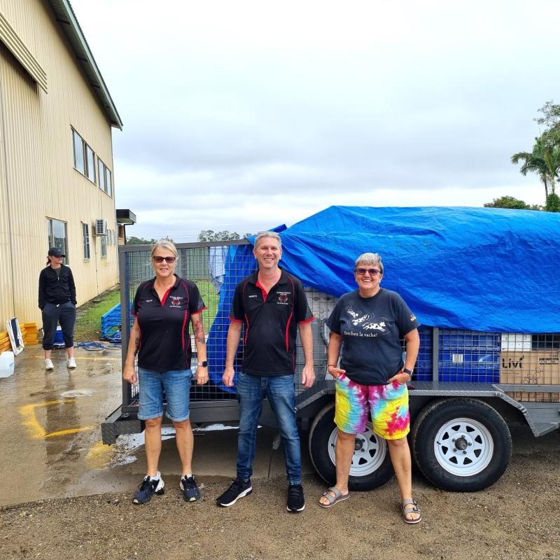 Goodna Street Life volunteers organising grocery deliveries to northern New South Wales.