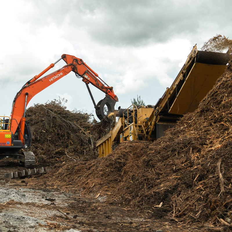 Extensive mulching was undertaken following the SEQ Christmas storms to make use of all the fallen trees.