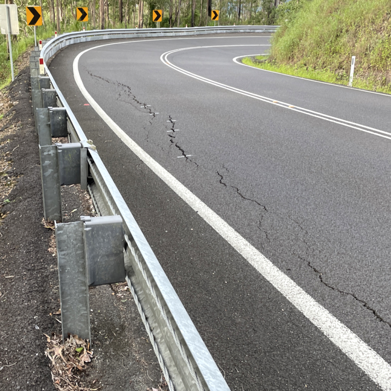 Cracked roadway