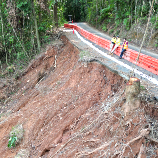 Landslip road repairs