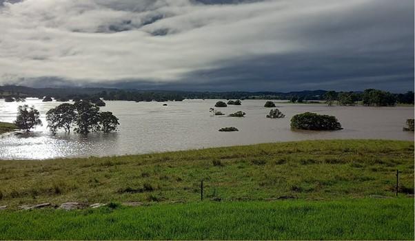 Mary River in flood, submerging the Leacy’s property – February 2022