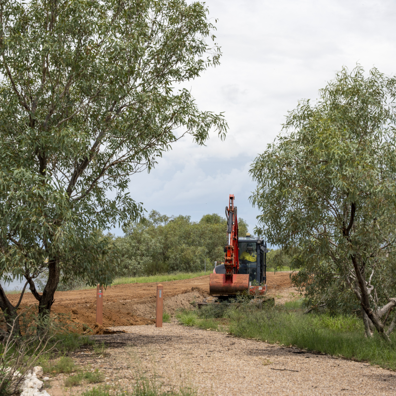 Bedourie’s earthen levee provides a substantial line of defence 