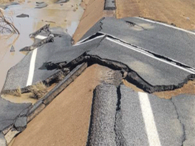 Flood damaged road