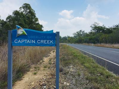 Captain Creek sign on side of road