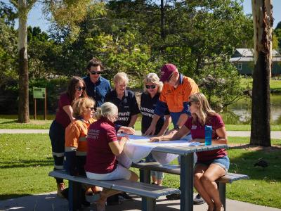 QRA DARM officers preparing for a day of damage assessments on the Fraser Coast.